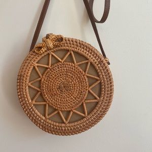 Rattan Round Crossbody Bag